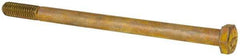 Made in USA - 5/16-18 UNC, 5" Length Under Head Hex Head Cap Screw - Partially Threaded, Grade 8 Alloy Steel, Zinc Yellow Dichromate Finish, 1/2" Hex - Americas Industrial Supply