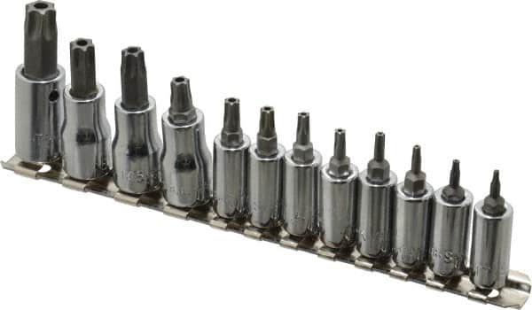 SK - 12 Piece 1/4 & 3/8" Drive Torx Bit Socket Set - T7 to T55 Torx - Americas Industrial Supply
