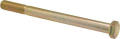 Made in USA - 3/8-16 UNC, 4-1/2" Length Under Head Hex Head Cap Screw - Partially Threaded, Grade 8 Alloy Steel, Zinc Yellow Dichromate Finish, 9/16" Hex - Americas Industrial Supply