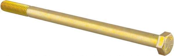Made in USA - 1/2-13 UNC, 8" Length Under Head Hex Head Cap Screw - Partially Threaded, Grade 8 Alloy Steel, Zinc Yellow Dichromate Finish, 3/4" Hex - Americas Industrial Supply