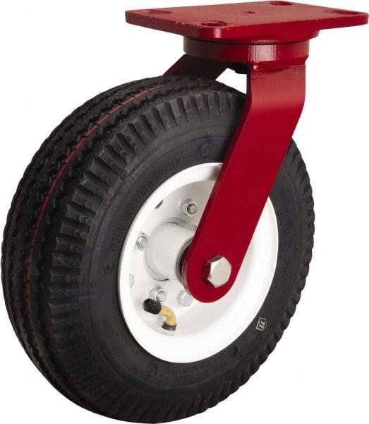 Hamilton - 10" Diam, Rubber Swivel Caster - 480 Lb Capacity, Top Plate Mount, 4-1/2" x 6-1/2" Plate, Tapered Roller Bearing - Americas Industrial Supply