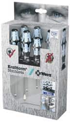 Wera - 6 Piece Phillips & Slotted Screwdriver Set - Blade Sizes: Width mm 3, 4, 5.5 & 6.5, Bit Sizes: Philips #1 & #2 - Americas Industrial Supply