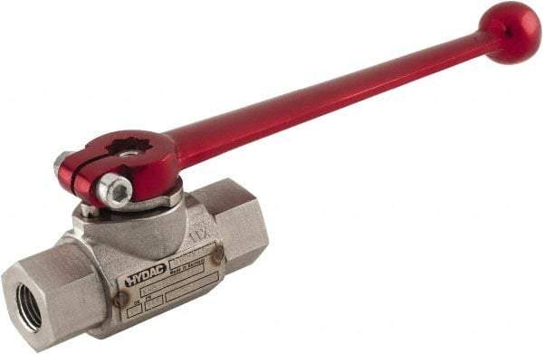 HYDAC - 1/4" Pipe, Stainless Steel Standard Ball Valve - 1 Piece, FNPT x FNPT Ends, Lever Handle, 7,250 WOG - Americas Industrial Supply