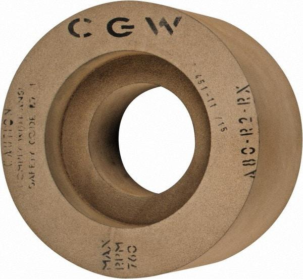 Camel Grinding Wheels - 6" Wide x 12" Diam, Type 7 Feed Regulating Wheel - 5" Hole Size, 80 Grit, Hardness R, 7-1/2" Diam x 1-1/2" Deep Recess, 7-1/2" Diam x 1-1/2" Deep Opposite Side Recess - Americas Industrial Supply