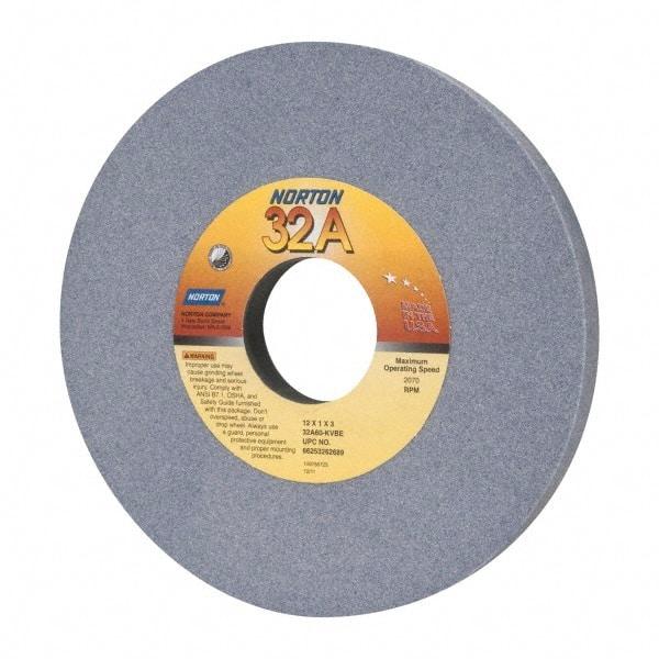 Norton - 12" Diam x 3" Hole x 1" Thick, K Hardness, 60 Grit Surface Grinding Wheel - Aluminum Oxide, Type 1, Medium Grade, 2,070 Max RPM, Vitrified Bond, No Recess - Americas Industrial Supply