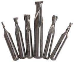 Cleveland - 1/8 to 1/2", 2 Flute End Mill Set - Uncoated, Cobalt, Centercutting - Americas Industrial Supply