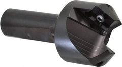 Kyocera - 45° Lead Angle, 1.65" Max Cut Diam, 0.8" Min Cut Diam, 0.44" Max Depth of Cut, Indexable Chamfer and Angle End Mill - 2 Inserts, APET 1604 Insert Style, 3-1/4" Overall Length, Straight Shank, 90° Included Angle - Americas Industrial Supply