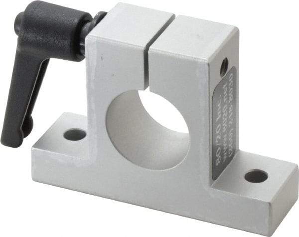 80/20 Inc. - 3 Inch Wide x 2-1/8 Inch High x 7/8 Inch Deep Horizontal Quick Clamp - 1.004 Inch Hole x 0.257 Inch Bolt Hole Diameter - Americas Industrial Supply