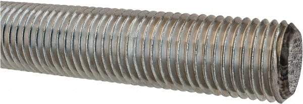 Made in USA - 1-1/4-7 UNC (Coarse), 3' Long, Low Carbon Steel Threaded Rod - Zinc-Plated Finish, Right Hand Thread - Americas Industrial Supply