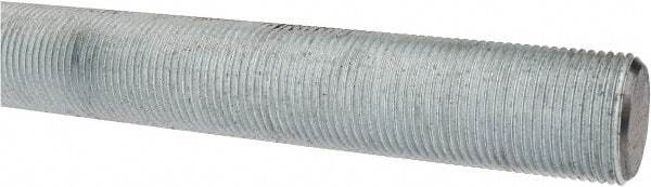 Made in USA - 1-14 UNF (Fine), 3' Long, Low Carbon Steel Threaded Rod - Zinc-Plated Finish, Right Hand Thread - Americas Industrial Supply