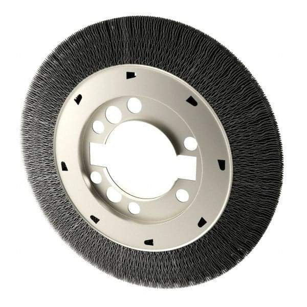Osborn - 8" OD, 2" Arbor Hole, Crimped Steel Wheel Brush - 1-1/2" Face Width, 1-1/2" Trim Length, 0.008" Filament Diam, 4,500 RPM - Americas Industrial Supply