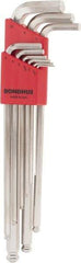 Bondhus - 9 Piece L-Key Ball End Hex Key Set - Hex Range 1.5 to 10mm, 11" OAL, Protanium High Torque Steel - Americas Industrial Supply