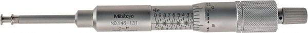 Mitutoyo - 0.06 to 1.05 Inch Inside Measurement, 0 to 1 Inch Outside Measurement, Mechanical Groove Micrometer - 0.001 Inch Graduation, 0.0004 Inch Accuracy, 0.25 Inch Measuring Disc Diameter - Americas Industrial Supply