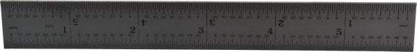 Mitutoyo - 6" Long, 1/64, 1/50, 1/32, 1/10" Graduation, Rigid Stainless Steel Rule - 3R Graduation Style, 3/4" Wide, Silver, Satin Chrome Finish - Americas Industrial Supply