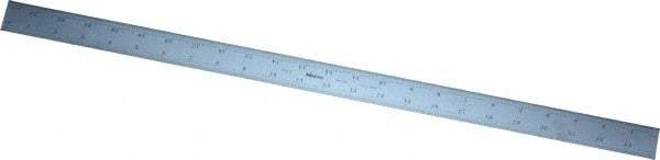 Mitutoyo - 24" Long, 1/64, 1/32" and 0.5, 1mm Graduation, Rigid Stainless Steel Rule - English/Metric Graduation Style, 1-3/16" Wide, Silver, Satin Chrome Finish - Americas Industrial Supply