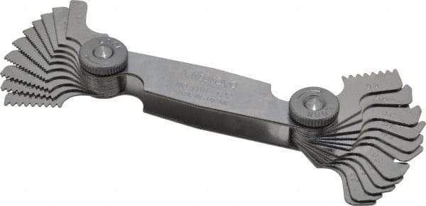 Mitutoyo - 21 Leaf, 0.4 to 7mm Pitch Range, Screw Pitch Gage - 60° Thread Angle - Americas Industrial Supply