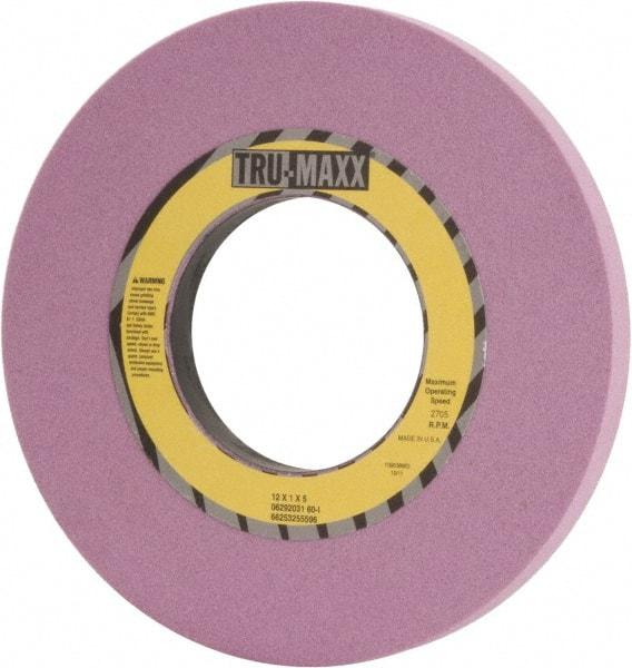 Tru-Maxx - 12" Diam x 5" Hole x 1" Thick, I Hardness, 60 Grit Surface Grinding Wheel - Aluminum Oxide, Type 1, Medium Grade, 2,705 Max RPM, Vitrified Bond, No Recess - Americas Industrial Supply
