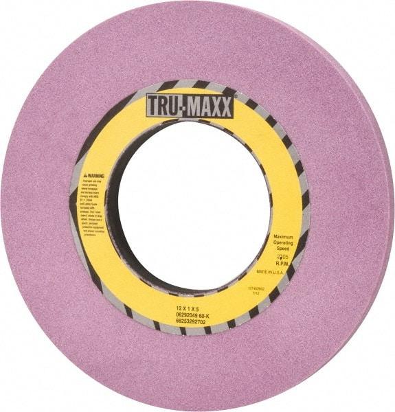 Tru-Maxx - 12" Diam x 5" Hole x 1" Thick, K Hardness, 60 Grit Surface Grinding Wheel - Aluminum Oxide, Type 1, Medium Grade, 2,705 Max RPM, Vitrified Bond, No Recess - Americas Industrial Supply