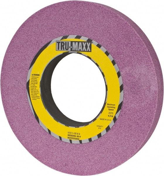 Tru-Maxx - 12" Diam x 5" Hole x 1-1/2" Thick, H Hardness, 46 Grit Surface Grinding Wheel - Aluminum Oxide, Type 1, Coarse Grade, 2,070 Max RPM, Vitrified Bond, No Recess - Americas Industrial Supply