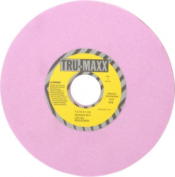 Tru-Maxx - 7" Diam x 1-1/4" Hole x 1/4" Thick, H Hardness, 80 Grit Surface Grinding Wheel - Aluminum Oxide, Type 1, Medium Grade, 3,600 Max RPM, Vitrified Bond, No Recess - Americas Industrial Supply
