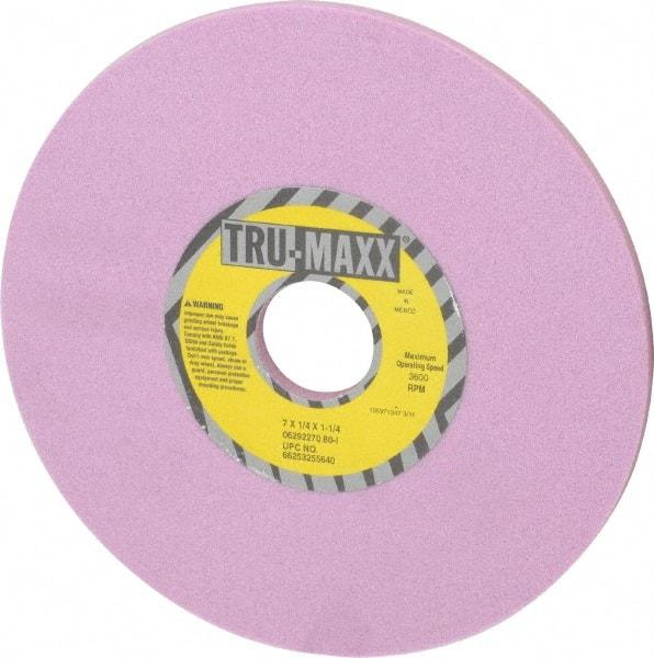 Tru-Maxx - 7" Diam x 1-1/4" Hole x 1/4" Thick, I Hardness, 80 Grit Surface Grinding Wheel - Aluminum Oxide, Type 1, Medium Grade, 3,600 Max RPM, Vitrified Bond, No Recess - Americas Industrial Supply
