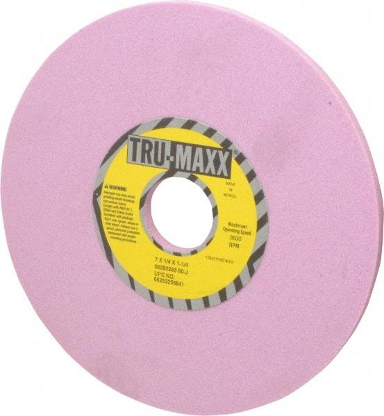 Tru-Maxx - 7" Diam x 1-1/4" Hole x 1/4" Thick, J Hardness, 80 Grit Surface Grinding Wheel - Aluminum Oxide, Type 1, Medium Grade, 3,600 Max RPM, Vitrified Bond, No Recess - Americas Industrial Supply