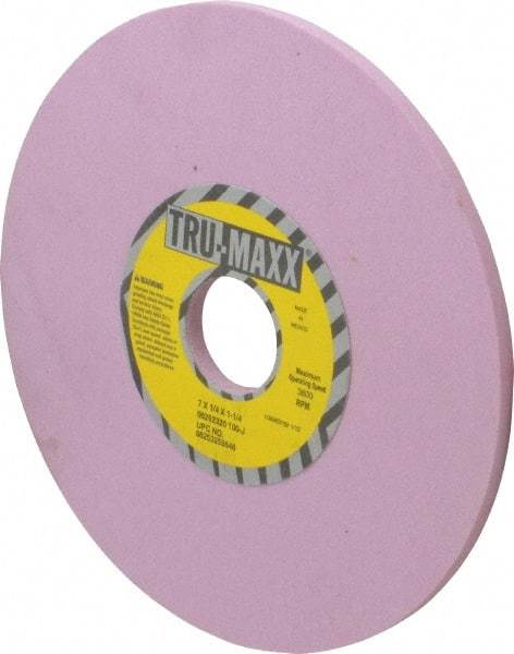 Tru-Maxx - 7" Diam x 1-1/4" Hole x 1/4" Thick, J Hardness, 100 Grit Surface Grinding Wheel - Aluminum Oxide, Type 1, Fine Grade, 3,600 Max RPM, Vitrified Bond, No Recess - Americas Industrial Supply