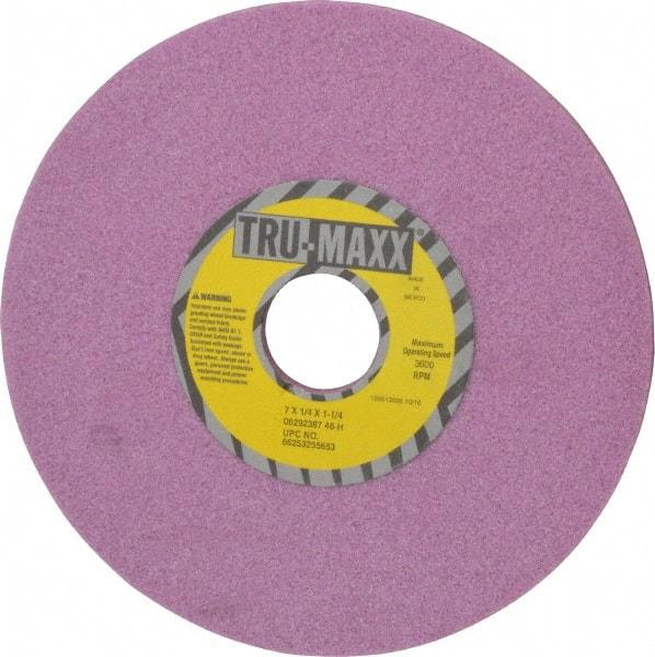 Tru-Maxx - 7" Diam x 1-1/4" Hole x 1/4" Thick, H Hardness, 46 Grit Surface Grinding Wheel - Aluminum Oxide, Type 1, Coarse Grade, 3,600 Max RPM, Vitrified Bond, No Recess - Americas Industrial Supply