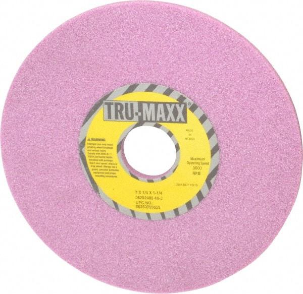 Tru-Maxx - 7" Diam x 1-1/4" Hole x 1/4" Thick, J Hardness, 46 Grit Surface Grinding Wheel - Aluminum Oxide, Type 1, Coarse Grade, 3,600 Max RPM, Vitrified Bond, No Recess - Americas Industrial Supply