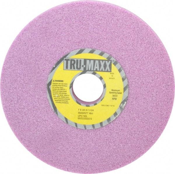 Tru-Maxx - 7" Diam x 1-1/4" Hole x 3/4" Thick, I Hardness, 46 Grit Surface Grinding Wheel - Aluminum Oxide, Type 1, Coarse Grade, 3,600 Max RPM, Vitrified Bond, No Recess - Americas Industrial Supply