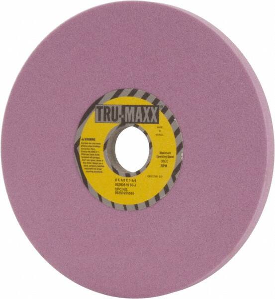 Tru-Maxx - 8" Diam x 1-1/4" Hole x 1/2" Thick, J Hardness, 80 Grit Surface Grinding Wheel - Aluminum Oxide, Type 1, Medium Grade, 3,600 Max RPM, Vitrified Bond, No Recess - Americas Industrial Supply
