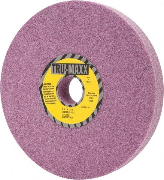 Tru-Maxx - 8" Diam x 1-1/4" Hole x 1" Thick, K Hardness, 46 Grit Surface Grinding Wheel - Aluminum Oxide, Type 1, Coarse Grade, 3,600 Max RPM, Vitrified Bond, No Recess - Americas Industrial Supply