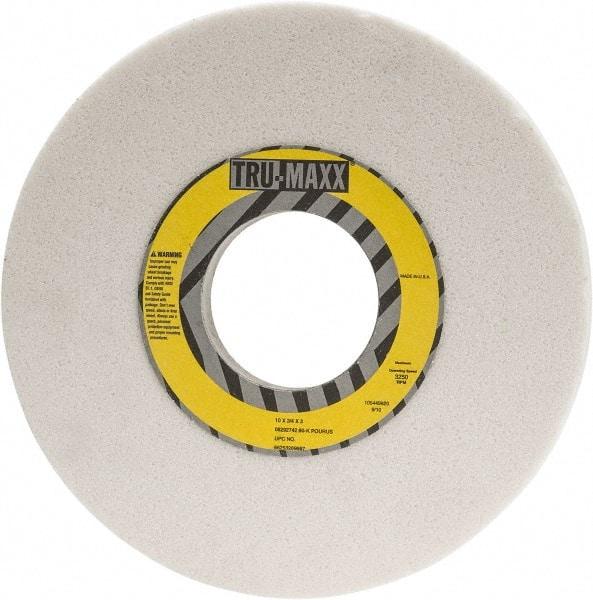 Tru-Maxx - 10" Diam x 3" Hole x 3/4" Thick, K Hardness, 60 Grit Surface Grinding Wheel - Aluminum Oxide, Type 1, Medium Grade, 3,250 Max RPM, Vitrified Bond, No Recess - Americas Industrial Supply
