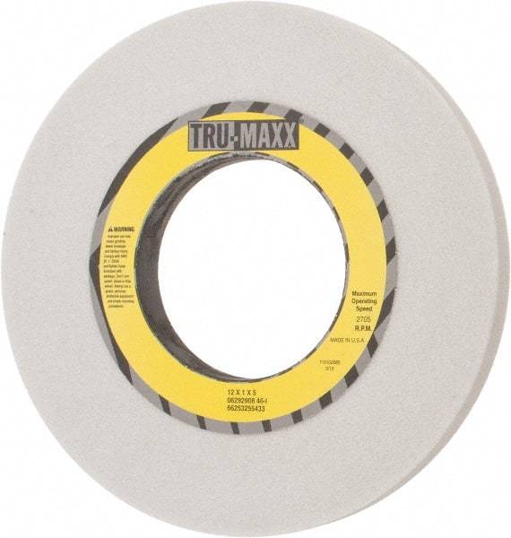 Tru-Maxx - 12" Diam x 5" Hole x 1" Thick, I Hardness, 46 Grit Surface Grinding Wheel - Aluminum Oxide, Type 1, Coarse Grade, 2,705 Max RPM, Vitrified Bond, No Recess - Americas Industrial Supply