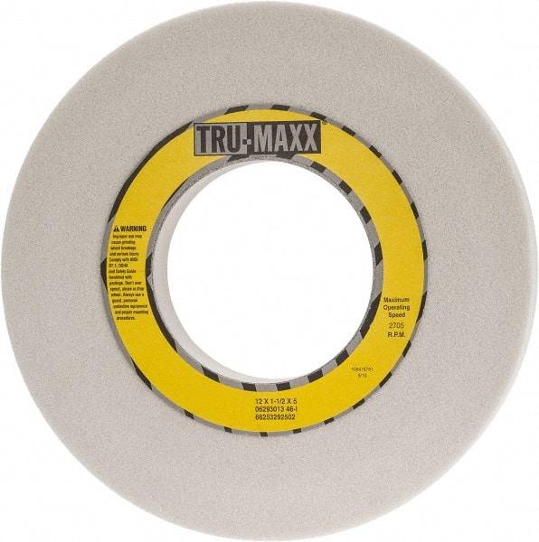 Tru-Maxx - 12" Diam x 5" Hole x 1-1/2" Thick, I Hardness, 46 Grit Surface Grinding Wheel - Aluminum Oxide, Type 1, Coarse Grade, 2,705 Max RPM, Vitrified Bond, No Recess - Americas Industrial Supply
