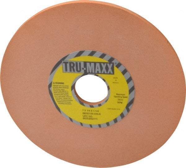 Tru-Maxx - 7" Diam x 1-1/4" Hole x 1/4" Thick, K Hardness, 220 Grit Surface Grinding Wheel - Aluminum Oxide, Type 1, Very Fine Grade, 3,600 Max RPM, Vitrified Bond, No Recess - Americas Industrial Supply