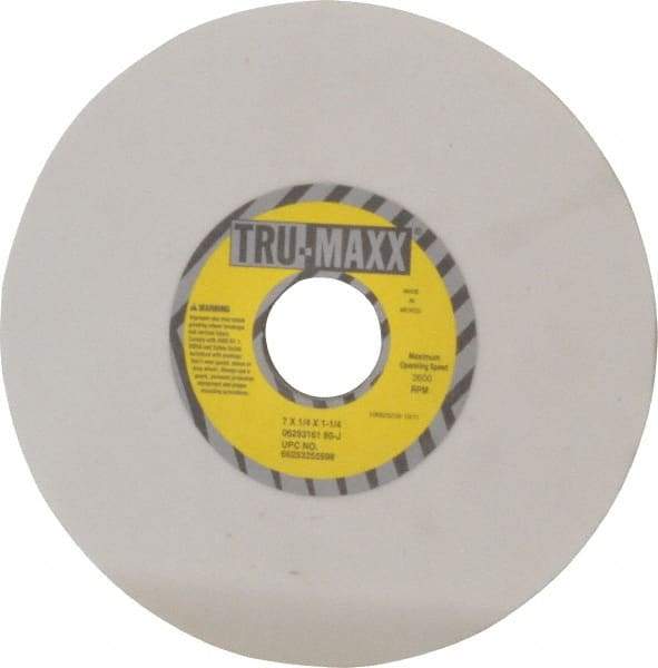 Tru-Maxx - 7" Diam x 1-1/4" Hole x 1/4" Thick, J Hardness, 80 Grit Surface Grinding Wheel - Aluminum Oxide, Type 1, Medium Grade, 3,600 Max RPM, Vitrified Bond, No Recess - Americas Industrial Supply