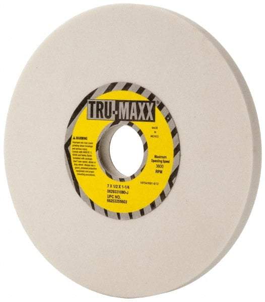 Tru-Maxx - 7" Diam x 1-1/4" Hole x 1/2" Thick, J Hardness, 80 Grit Surface Grinding Wheel - Aluminum Oxide, Type 1, Medium Grade, 3,600 Max RPM, Vitrified Bond, No Recess - Americas Industrial Supply