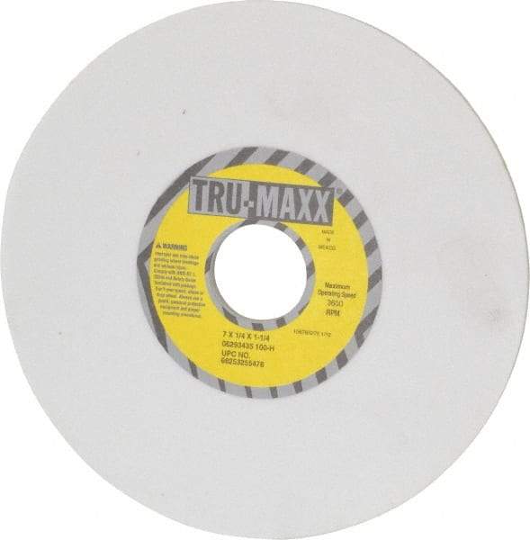 Tru-Maxx - 7" Diam x 1-1/4" Hole x 1/4" Thick, H Hardness, 100 Grit Surface Grinding Wheel - Aluminum Oxide, Type 1, Fine Grade, 3,600 Max RPM, Vitrified Bond, No Recess - Americas Industrial Supply
