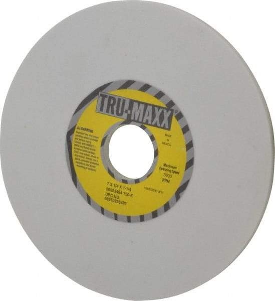 Tru-Maxx - 7" Diam x 1-1/4" Hole x 1/4" Thick, K Hardness, 150 Grit Surface Grinding Wheel - Aluminum Oxide, Type 1, Very Fine Grade, 3,600 Max RPM, Vitrified Bond, No Recess - Americas Industrial Supply
