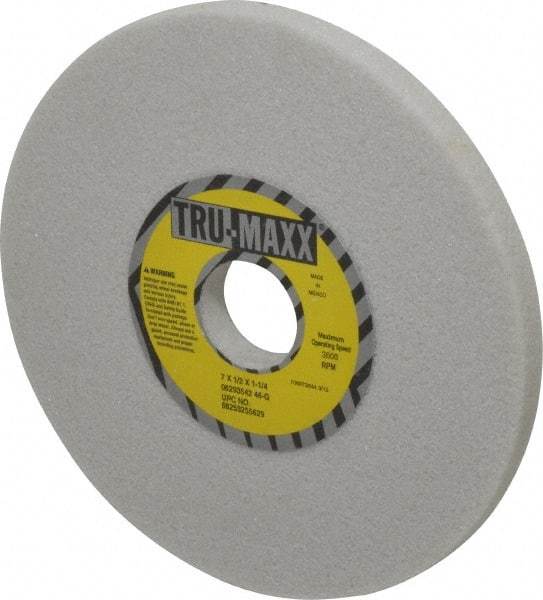 Tru-Maxx - 7" Diam x 1-1/4" Hole x 1/2" Thick, G Hardness, 46 Grit Surface Grinding Wheel - Aluminum Oxide, Type 1, Coarse Grade, 3,600 Max RPM, Vitrified Bond, No Recess - Americas Industrial Supply
