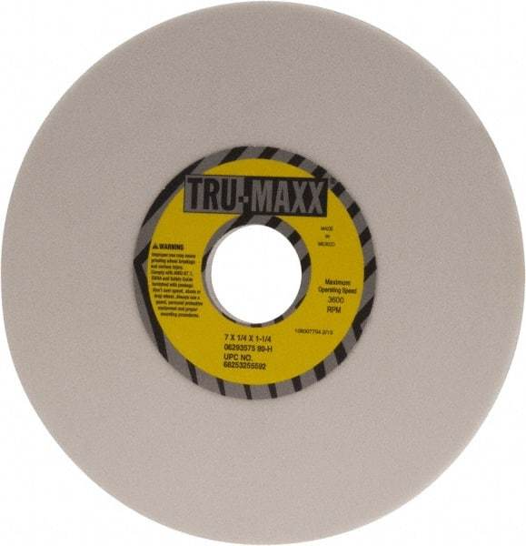 Tru-Maxx - 7" Diam x 1-1/4" Hole x 1/4" Thick, H Hardness, 80 Grit Surface Grinding Wheel - Aluminum Oxide, Type 1, Medium Grade, 3,600 Max RPM, Vitrified Bond, No Recess - Americas Industrial Supply