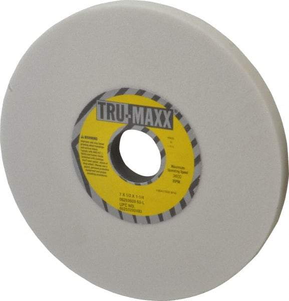 Tru-Maxx - 7" Diam x 1-1/4" Hole x 1/2" Thick, L Hardness, 60 Grit Surface Grinding Wheel - Aluminum Oxide, Type 1, Medium Grade, 3,600 Max RPM, Vitrified Bond, No Recess - Americas Industrial Supply