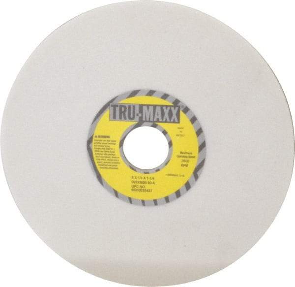 Tru-Maxx - 8" Diam x 1-1/4" Hole x 1/4" Thick, K Hardness, 60 Grit Surface Grinding Wheel - Aluminum Oxide, Type 1, Medium Grade, 3,600 Max RPM, Vitrified Bond, No Recess - Americas Industrial Supply