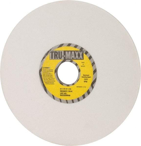 Tru-Maxx - 8" Diam x 1-1/4" Hole x 1/4" Thick, K Hardness, 150 Grit Surface Grinding Wheel - Aluminum Oxide, Type 1, Very Fine Grade, 3,600 Max RPM, Vitrified Bond, No Recess - Americas Industrial Supply