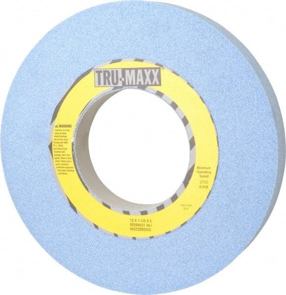 Tru-Maxx - 12" Diam x 5" Hole x 1-1/2" Thick, I Hardness, 46 Grit Surface Grinding Wheel - Ceramic, Type 1, Coarse Grade, 2,705 Max RPM, Vitrified Bond, No Recess - Americas Industrial Supply