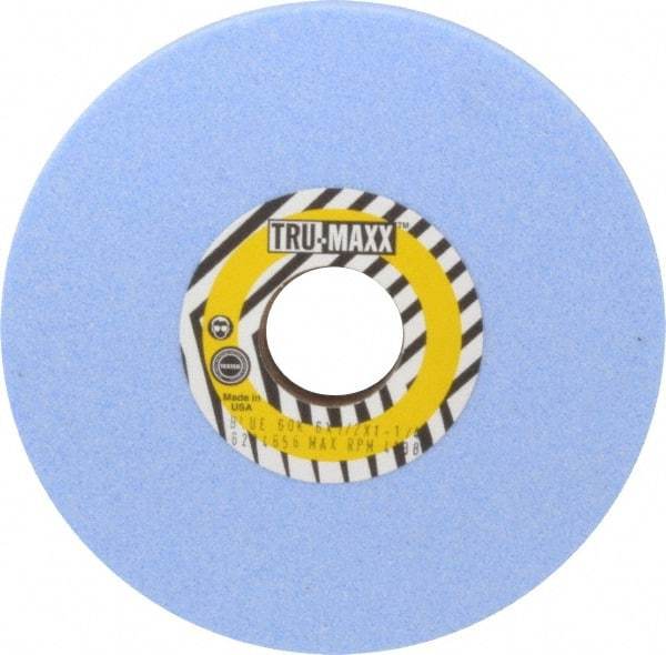 Tru-Maxx - 6" Diam x 1-1/4" Hole x 1/2" Thick, K Hardness, 60 Grit Surface Grinding Wheel - Ceramic, Type 1, Medium Grade, 5,410 Max RPM, Vitrified Bond, No Recess - Americas Industrial Supply