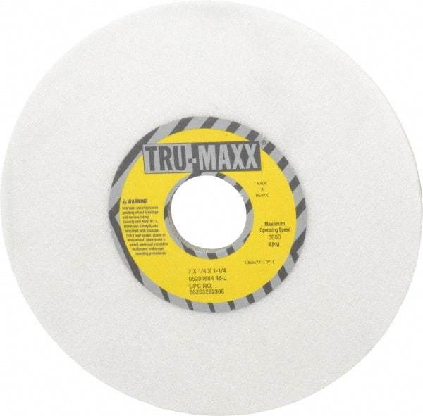 Tru-Maxx - 7" Diam x 1-1/4" Hole x 1/4" Thick, J Hardness, 46 Grit Surface Grinding Wheel - Ceramic, Type 1, Coarse Grade, 3,600 Max RPM, Vitrified Bond, No Recess - Americas Industrial Supply