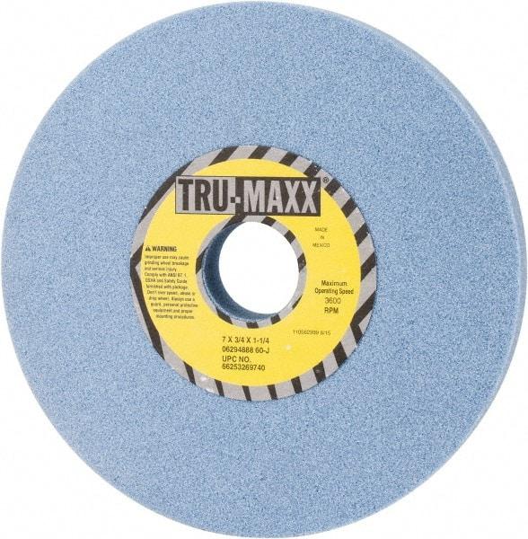 Tru-Maxx - 7" Diam x 1-1/4" Hole x 3/4" Thick, J Hardness, 60 Grit Surface Grinding Wheel - Ceramic, Type 1, Medium Grade, 3,600 Max RPM, Vitrified Bond, No Recess - Americas Industrial Supply