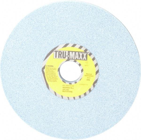 Tru-Maxx - 8" Diam x 1-1/4" Hole x 1/2" Thick, J Hardness, 46 Grit Surface Grinding Wheel - Ceramic, Type 1, Coarse Grade, 3,600 Max RPM, Vitrified Bond, No Recess - Americas Industrial Supply